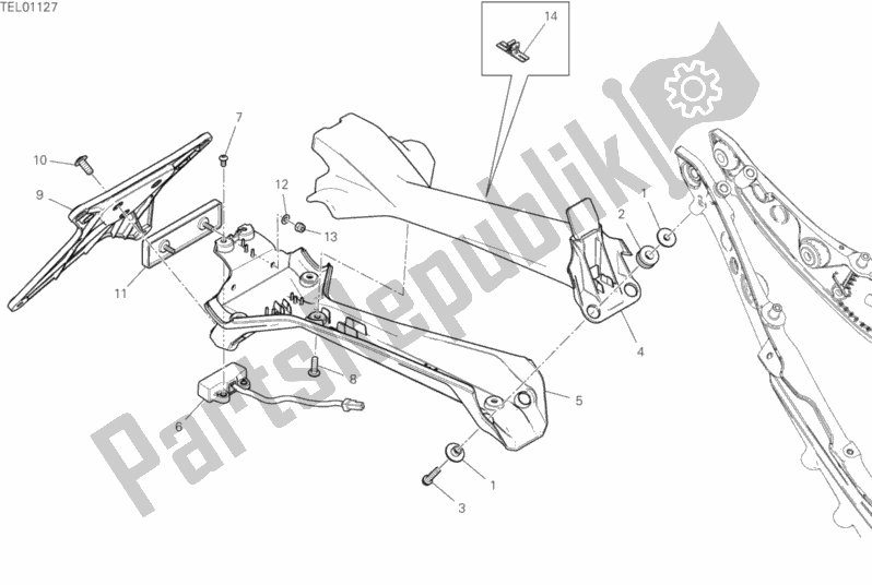 Todas as partes de 21a - Porta-placa do Ducati Superbike Panigale 25 Anniversario 916 1100 2020